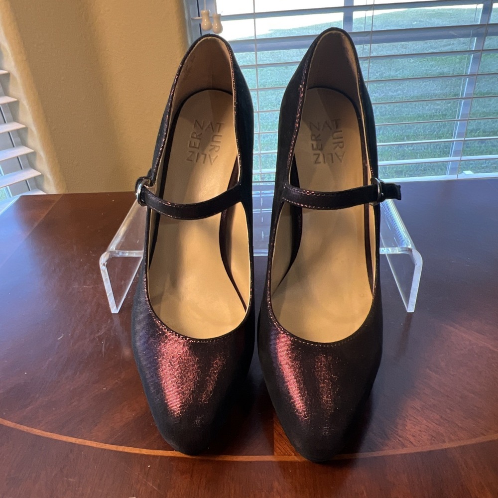 Naturalizer Metallic Burgundy Plum Talissa Mary Jane Pumps Sz 8.5 Boho Pixie